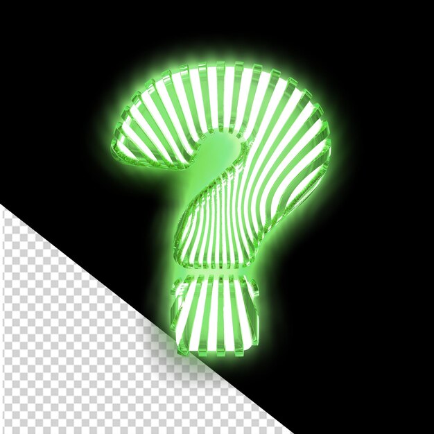 PSD símbolo 3d branco com tiras verticais luminosas verdes ultra finas