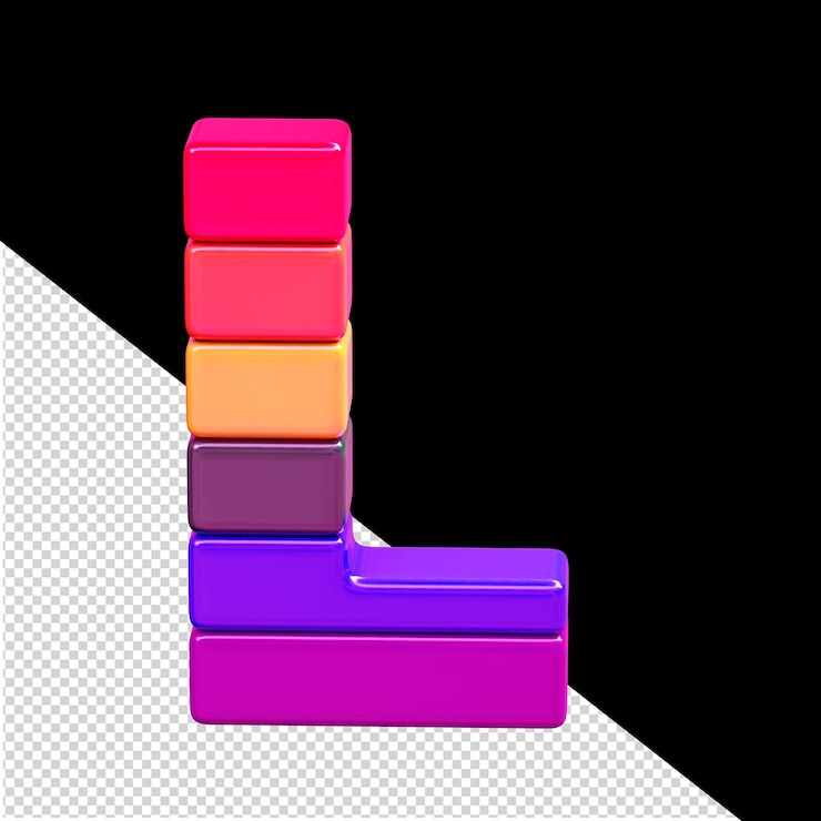 PSD símbolo 3d de color hecho de bloques horizontales letra l
