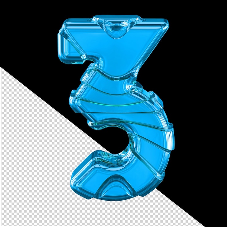 PSD simbolo 3d con cinghie orizzontali numero 3