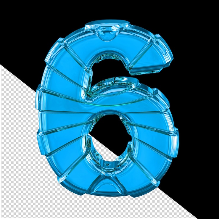 PSD simbolo 3d con cinghie orizzontali numero 6