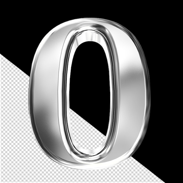 Simbolo 3D d'argento con numero di smussatura 0