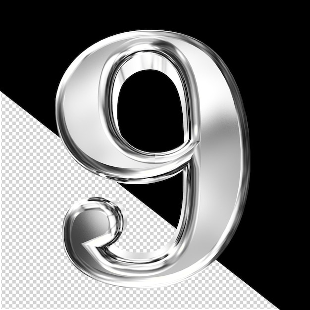 Simbolo 3D d'argento con numero di smussatura 9