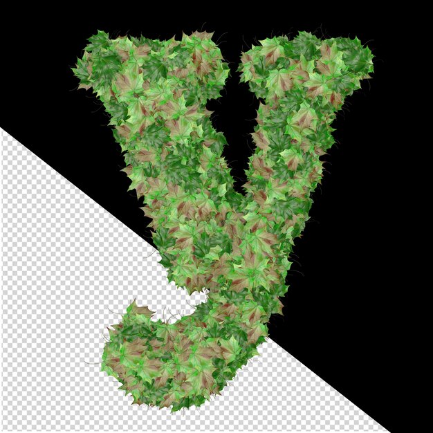 símbolo 3d das folhas verdes do outono letra y