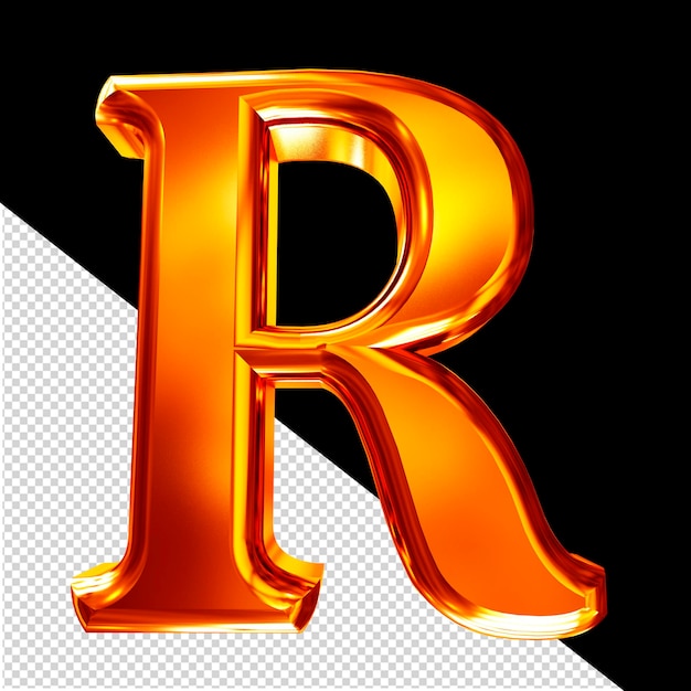 Símbolo 3d de cabeça vermelha com letra chanfrada r