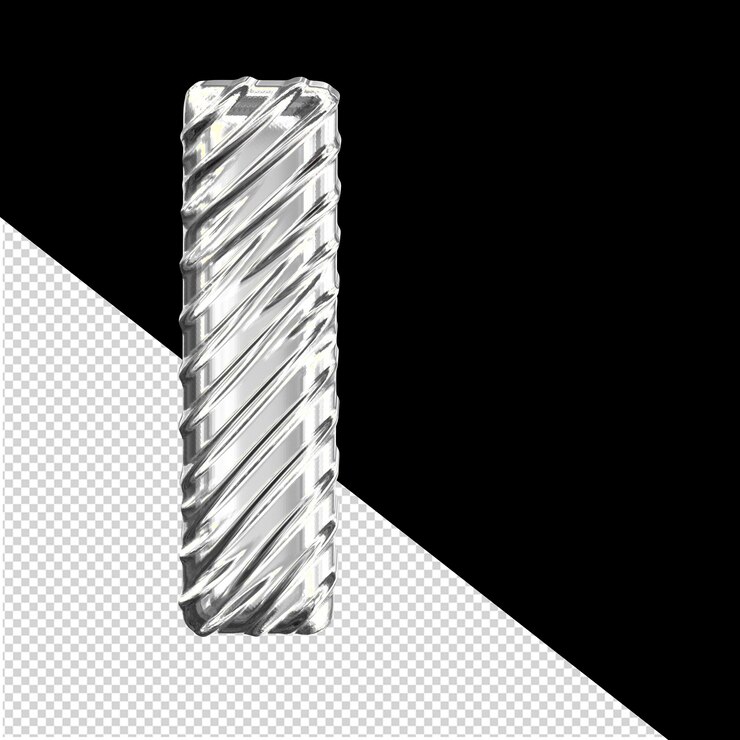 PSD simbolo 3d de prata com costelas letra l