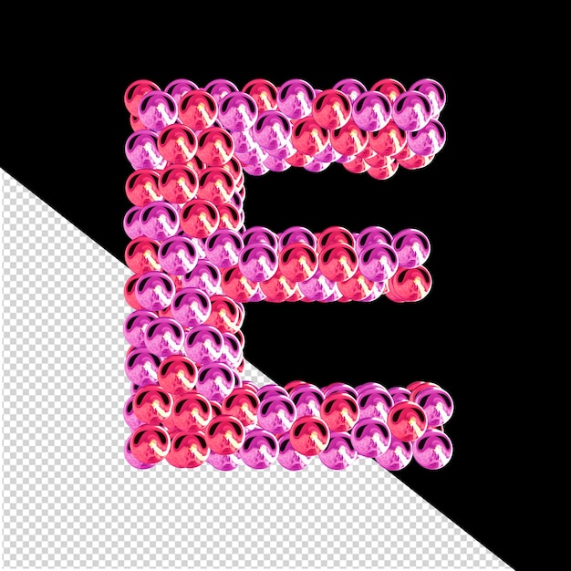 Simbolo 3D di sfere rosa e viola lettera e