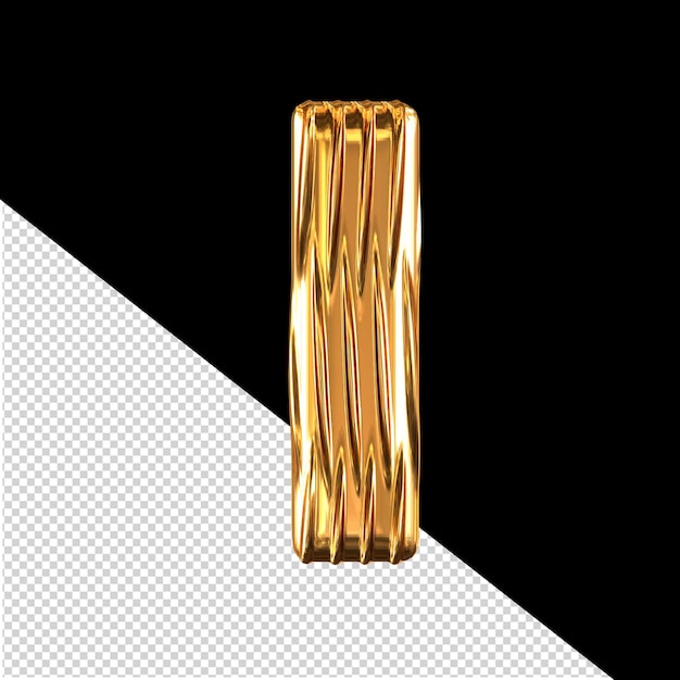 Símbolo 3d dorado con costillas verticales letra l