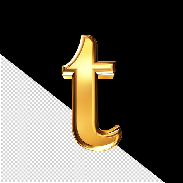 PSD símbolo 3d dorado con la letra biselada t