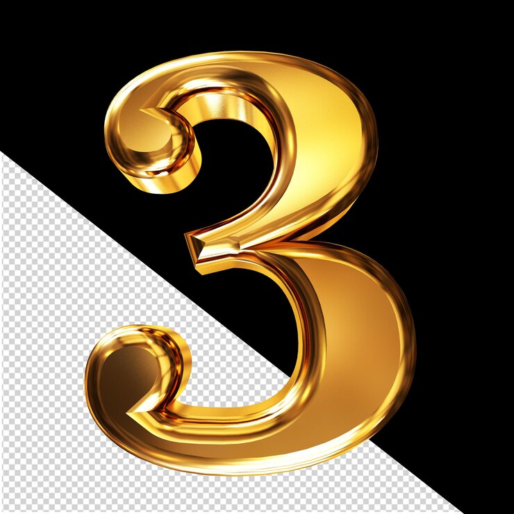 PSD símbolo 3d dourado com número de bisel 3