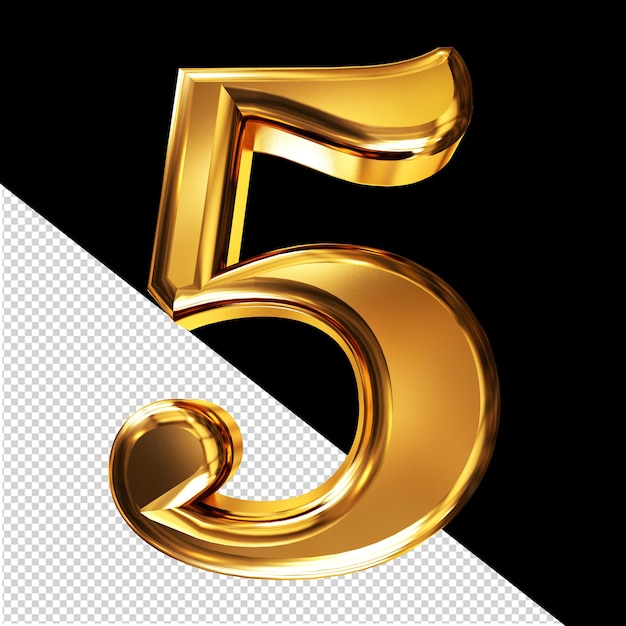 Símbolo 3D dourado com número de bisel 5