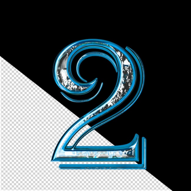 símbolo 3d em um quadro azul número 2