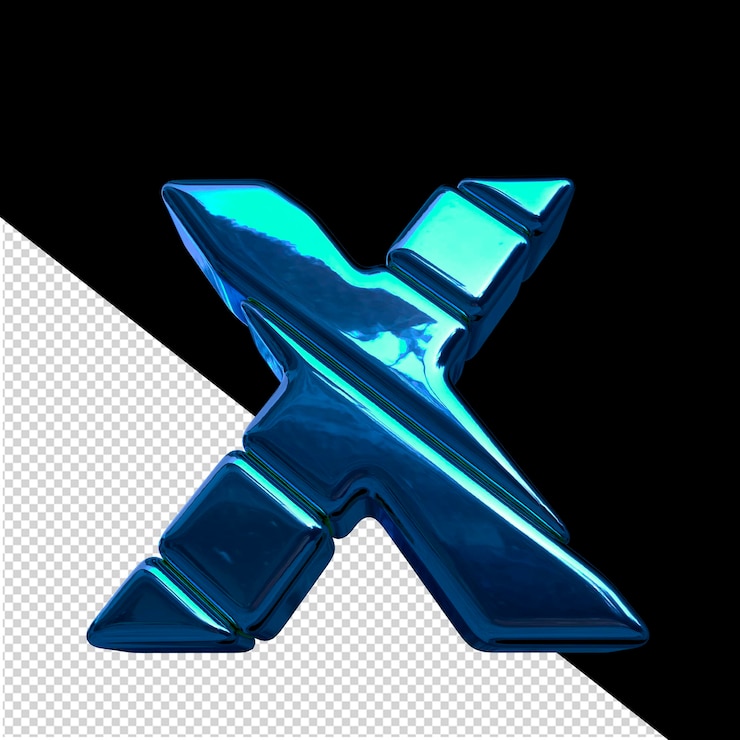 PSD simbolo 3d fatto di blocchi diagonali blu lettera x