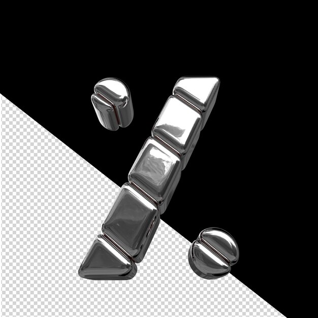 Simbolo 3d fatto di blocchi diagonali d'argento