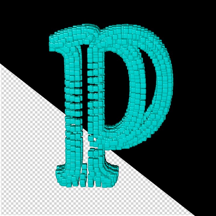 PSD simbolo 3d fatto di cubetti di mentolo lettera p