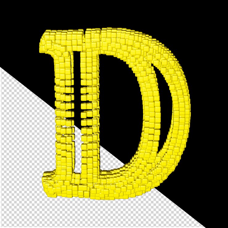 PSD simbolo 3d fatto di cubi gialli lettera d