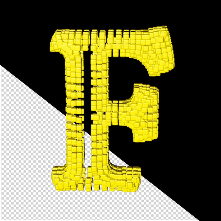PSD simbolo 3d fatto di cubi gialli lettera f