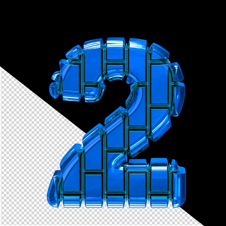 PSD simbolo 3d fatto di mattoni verticali blu numero 2