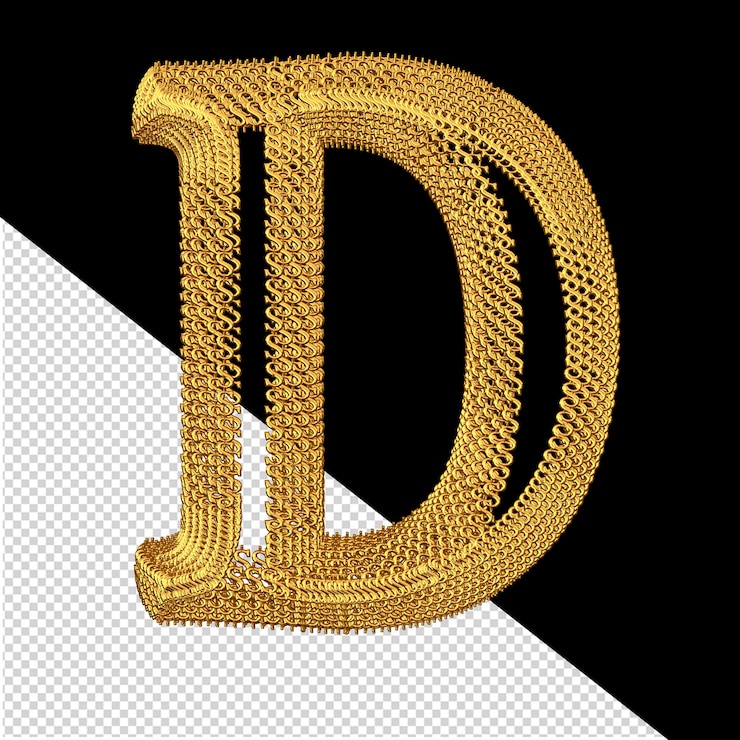PSD simbolo 3d fatto di segni di dollaro in oro lettera d