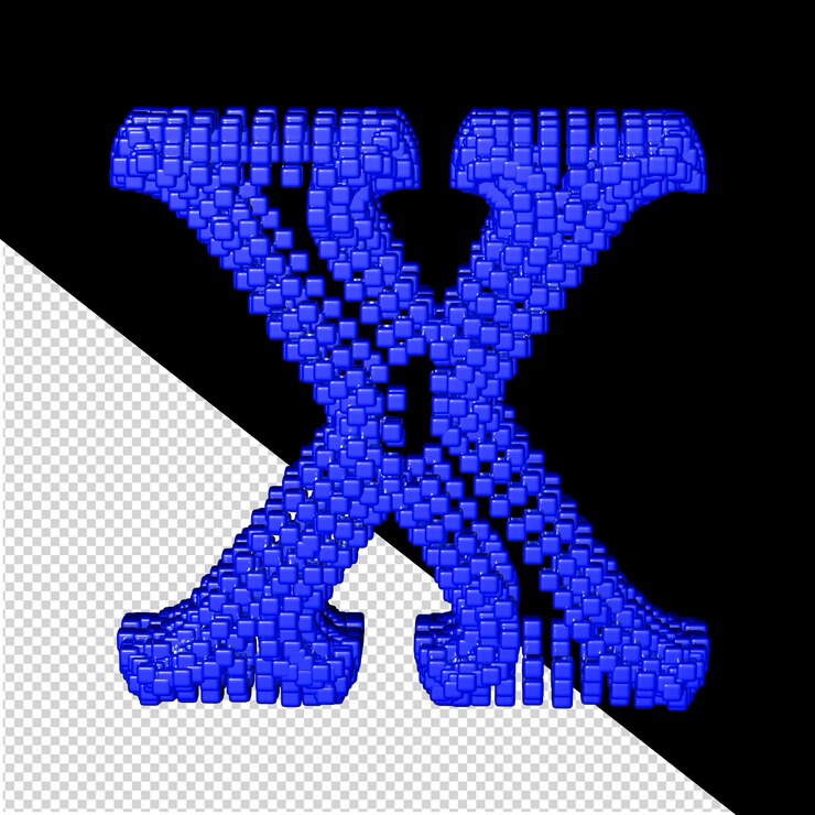 PSD símbolo 3d feito de cubos azuis letra x