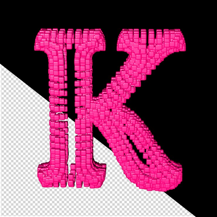 PSD símbolo 3d feito de cubos rosa letra k