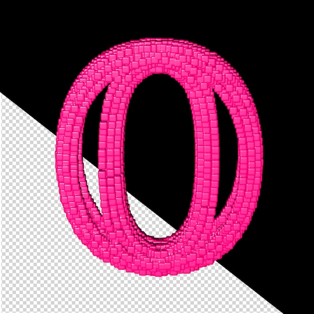Símbolo 3d feito de cubos rosa letra o