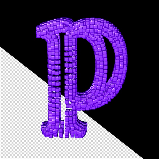 PSD símbolo 3d feito de cubos roxos letra p