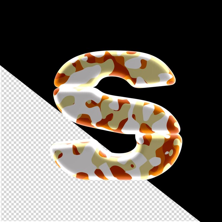 PSD símbolo 3d feito de manchas coloridas letra s