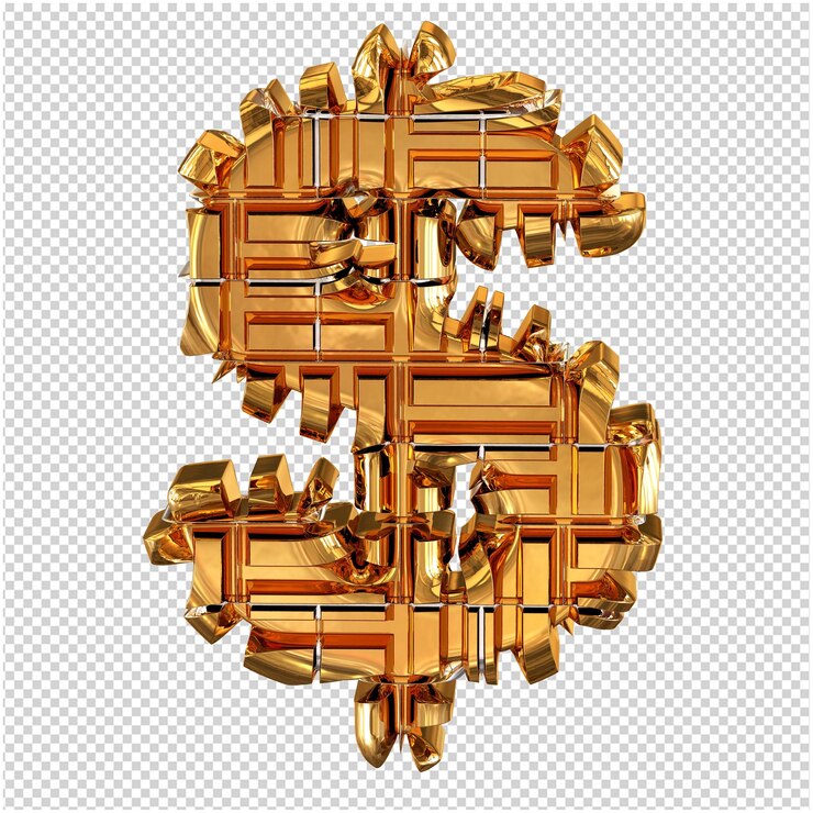 PSD símbolo 3d feito de ouro transformado