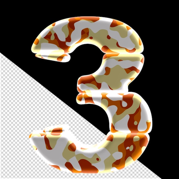 Símbolo 3D feito de pontos coloridos número 3