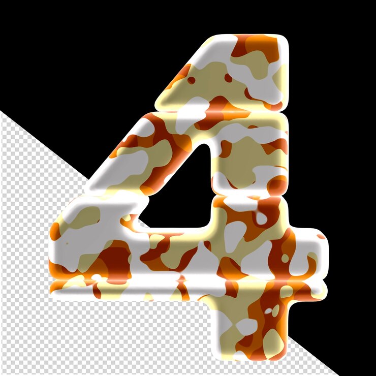 PSD símbolo 3d feito de pontos coloridos número 4