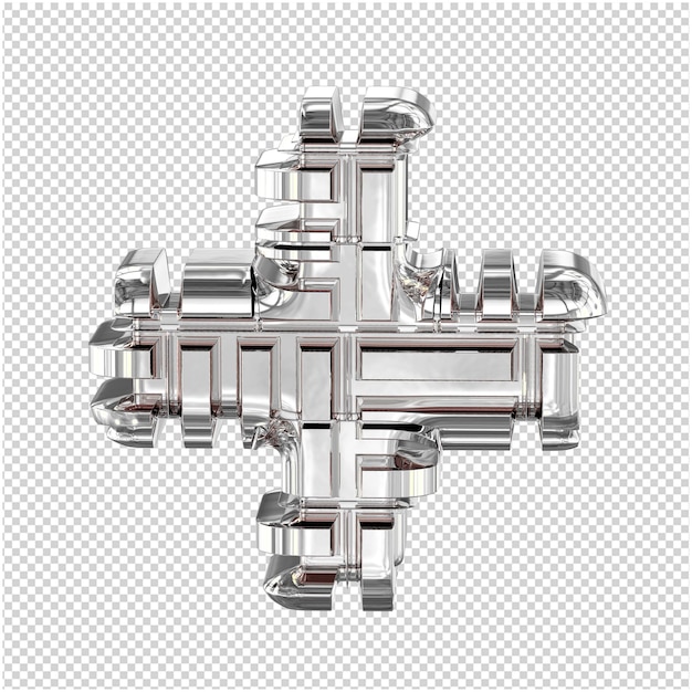 Símbolo 3d feito de prata transformada