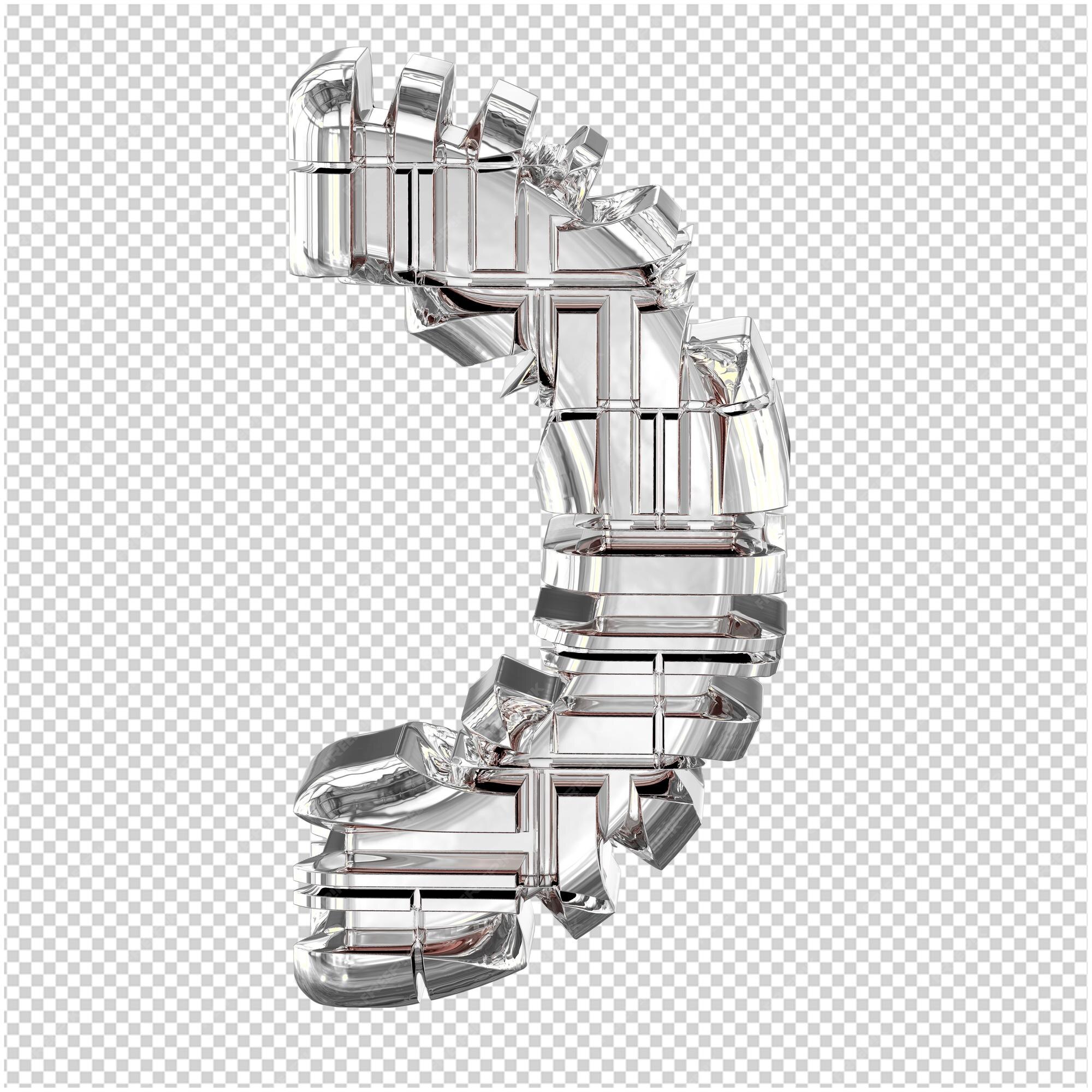 Símbolo 3d feito de prata transformada