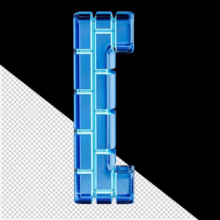 PSD símbolo 3d feito de tijolos verticais de gelo azul