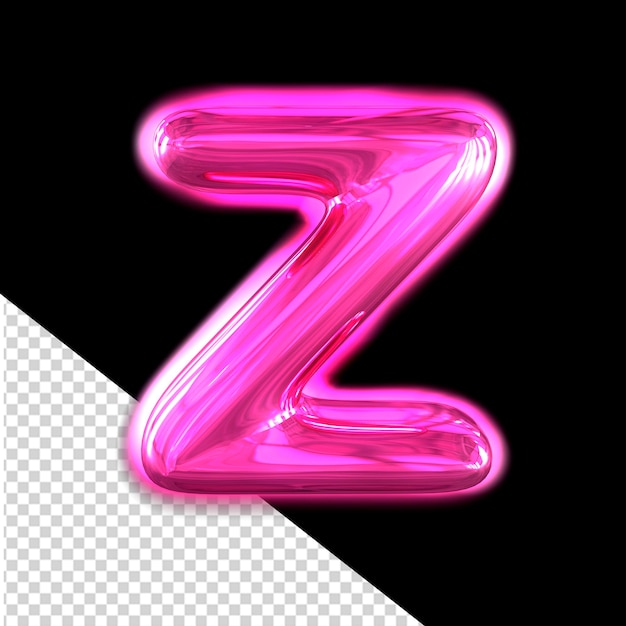 Simbolo 3D gonfiabile viola con la lettera z luminosa