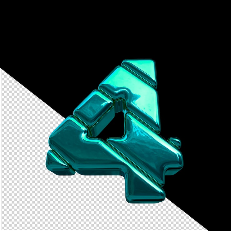 PSD símbolo 3d hecho de bloques diagonales turquesa número 4