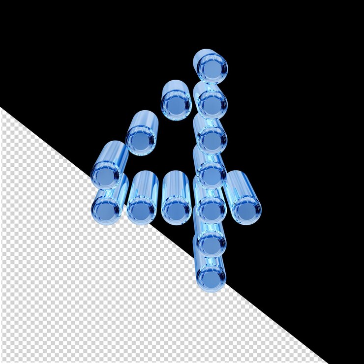 PSD símbolo 3d hecho de cilindros número 4