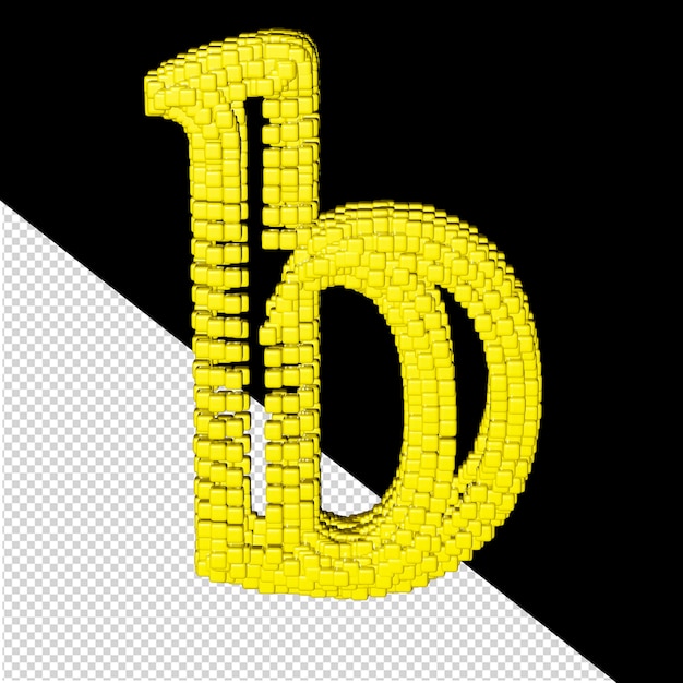PSD símbolo 3d hecho de cubos amarillos letra b