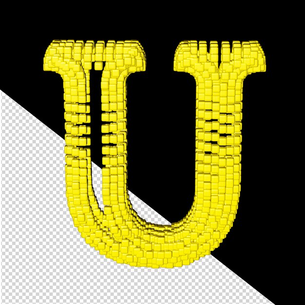 Símbolo 3D hecho de cubos amarillos letra u