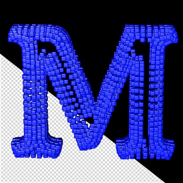 Símbolo 3d hecho de cubos azules letra m