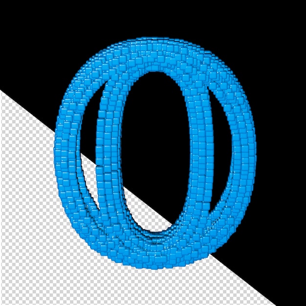 Símbolo 3D hecho de cubos azules letra o