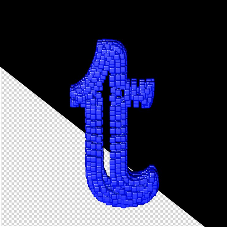 PSD símbolo 3d hecho de cubos azules letra t