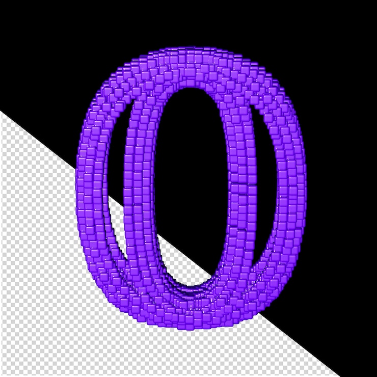 PSD símbolo 3d hecho de cubos morados número 0