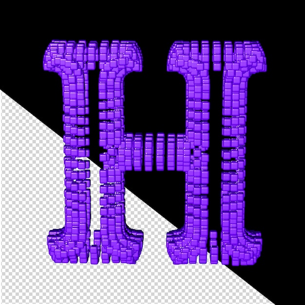 Símbolo 3D hecho de cubos morados.