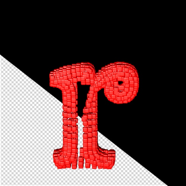 PSD símbolo 3d hecho de cubos rojos letra r