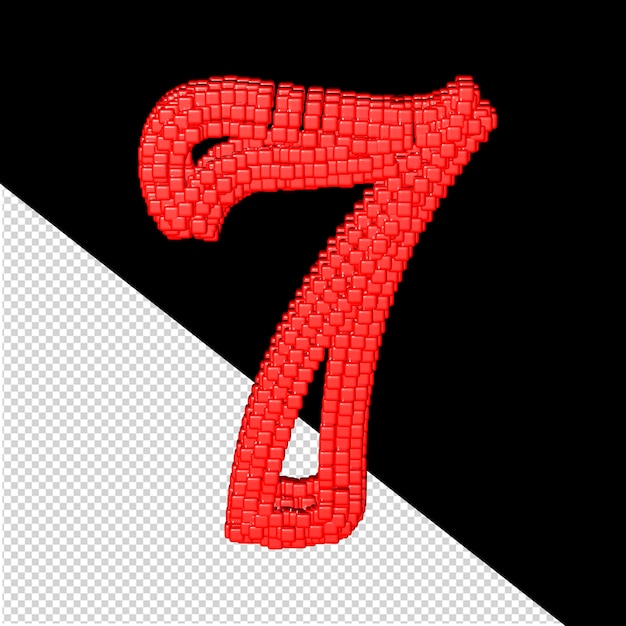 Símbolo 3D hecho de cubos rojos número 7