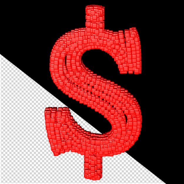 PSD símbolo 3d hecho de cubos rojos.