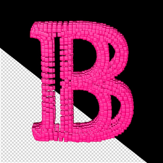 Símbolo 3d hecho de cubos rosas letra b