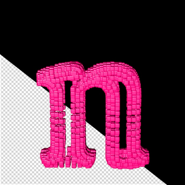 Símbolo 3d hecho de cubos rosas letra n