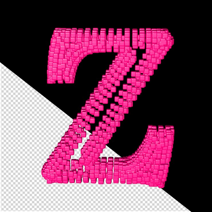 PSD símbolo 3d hecho de cubos rosas letra z
