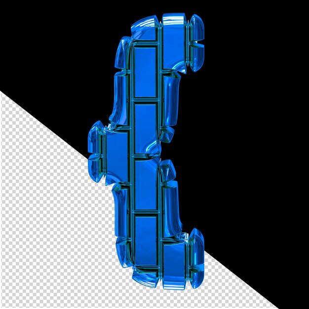 símbolo 3d hecho de ladrillos verticales azules